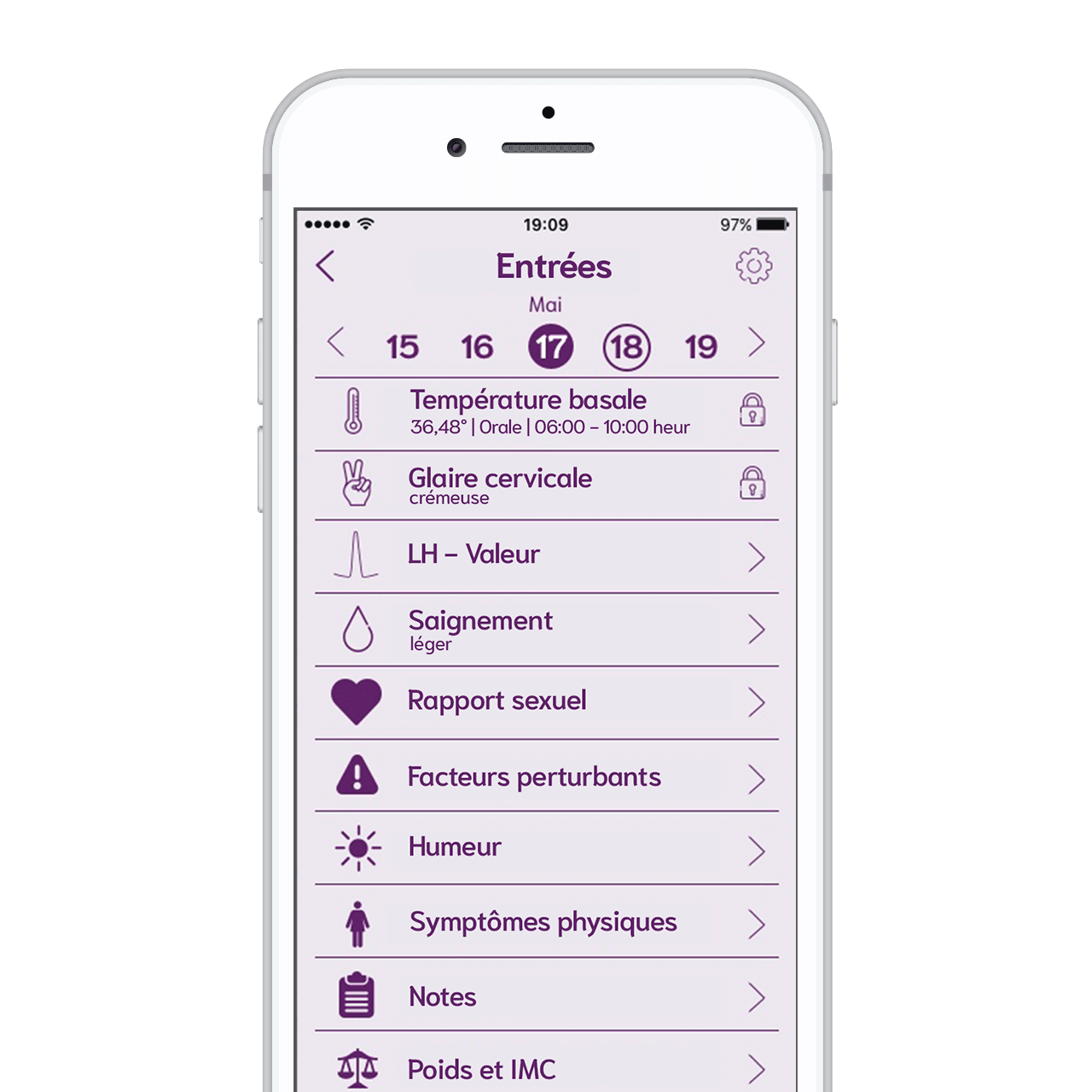 cyclotest mySense - Options de saisie