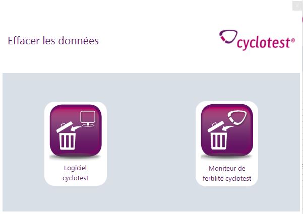 cyclotest mySoftware : fenêtre pop-up "Supprimer les données".