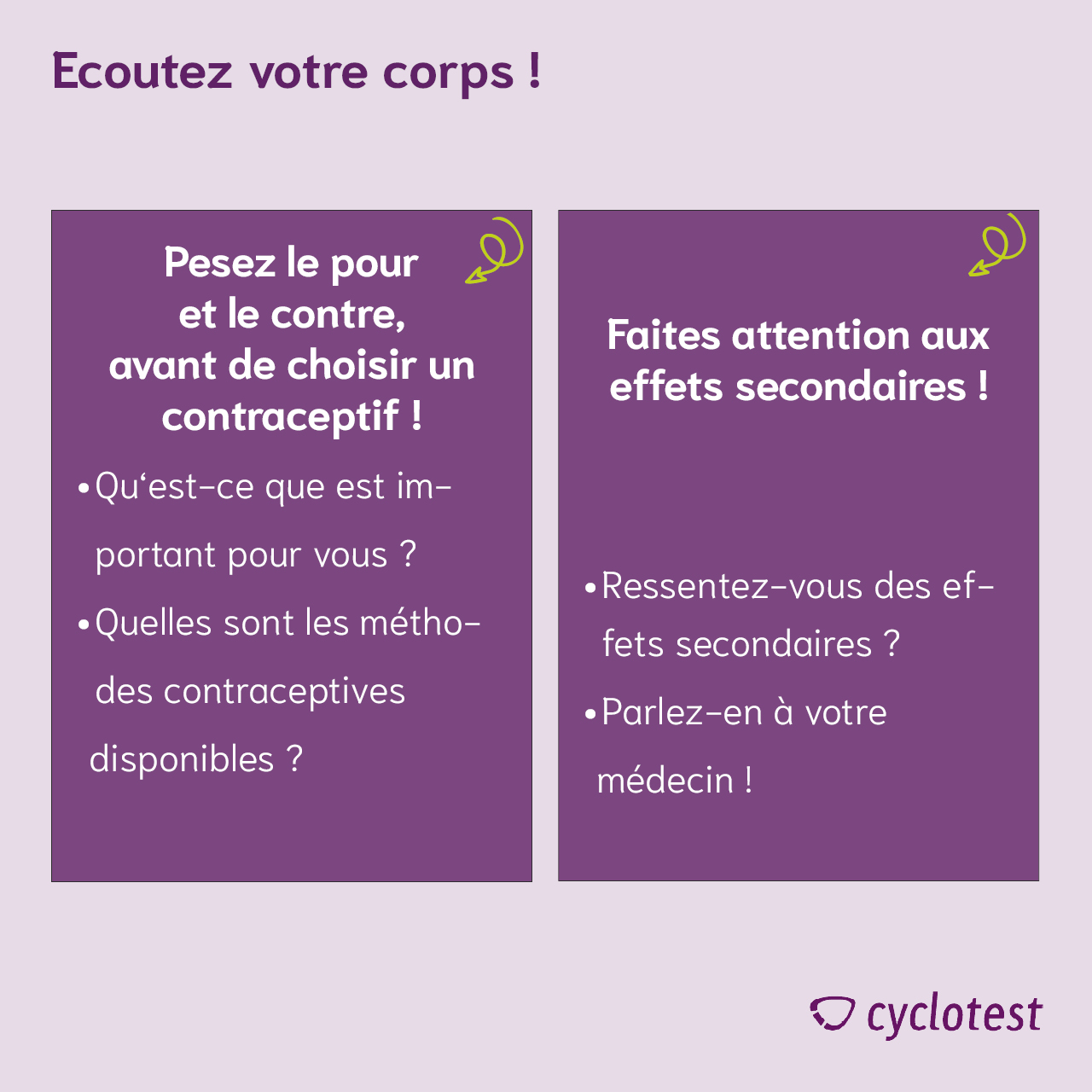 Prenez conscience des effets secondaires de la pilule