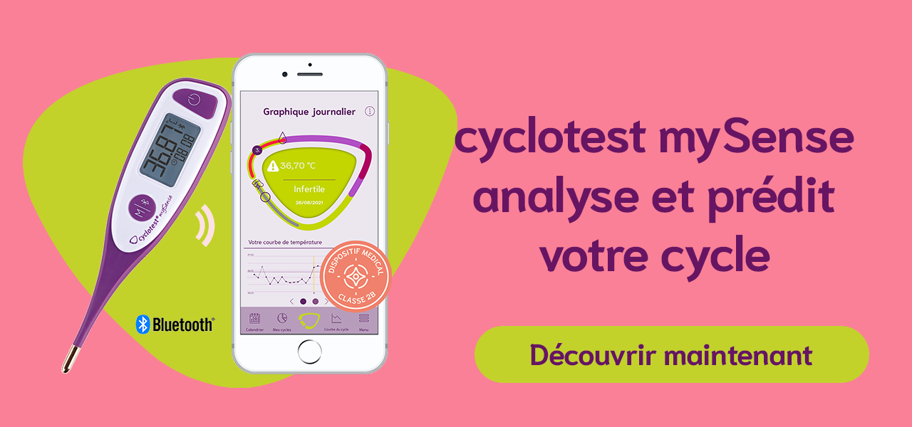 Publicité cyclotest mysense pour analyser le cycle menstruel