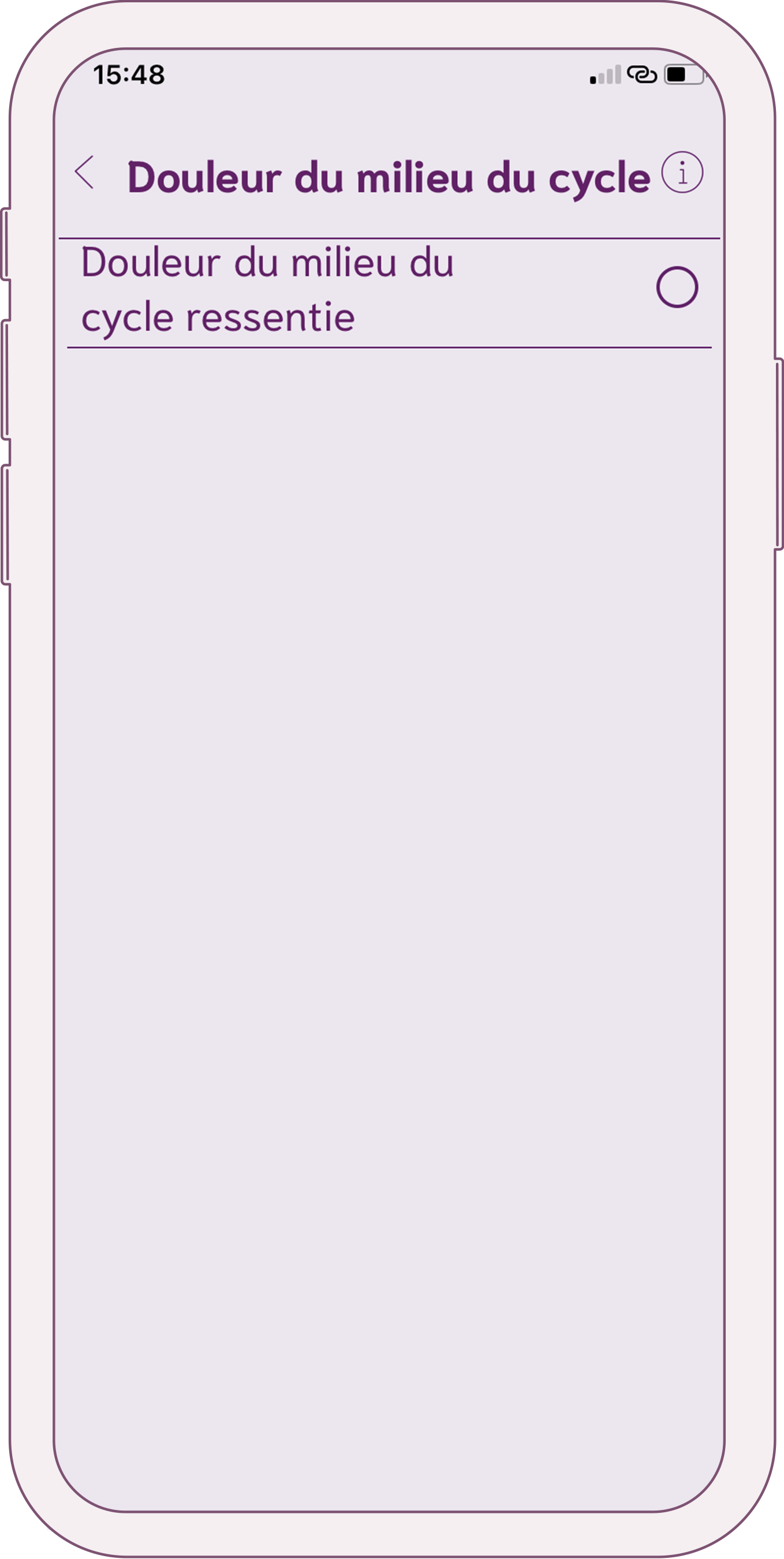 emplacement dans l'application cyclotest mysense des douleurs d'ovulation